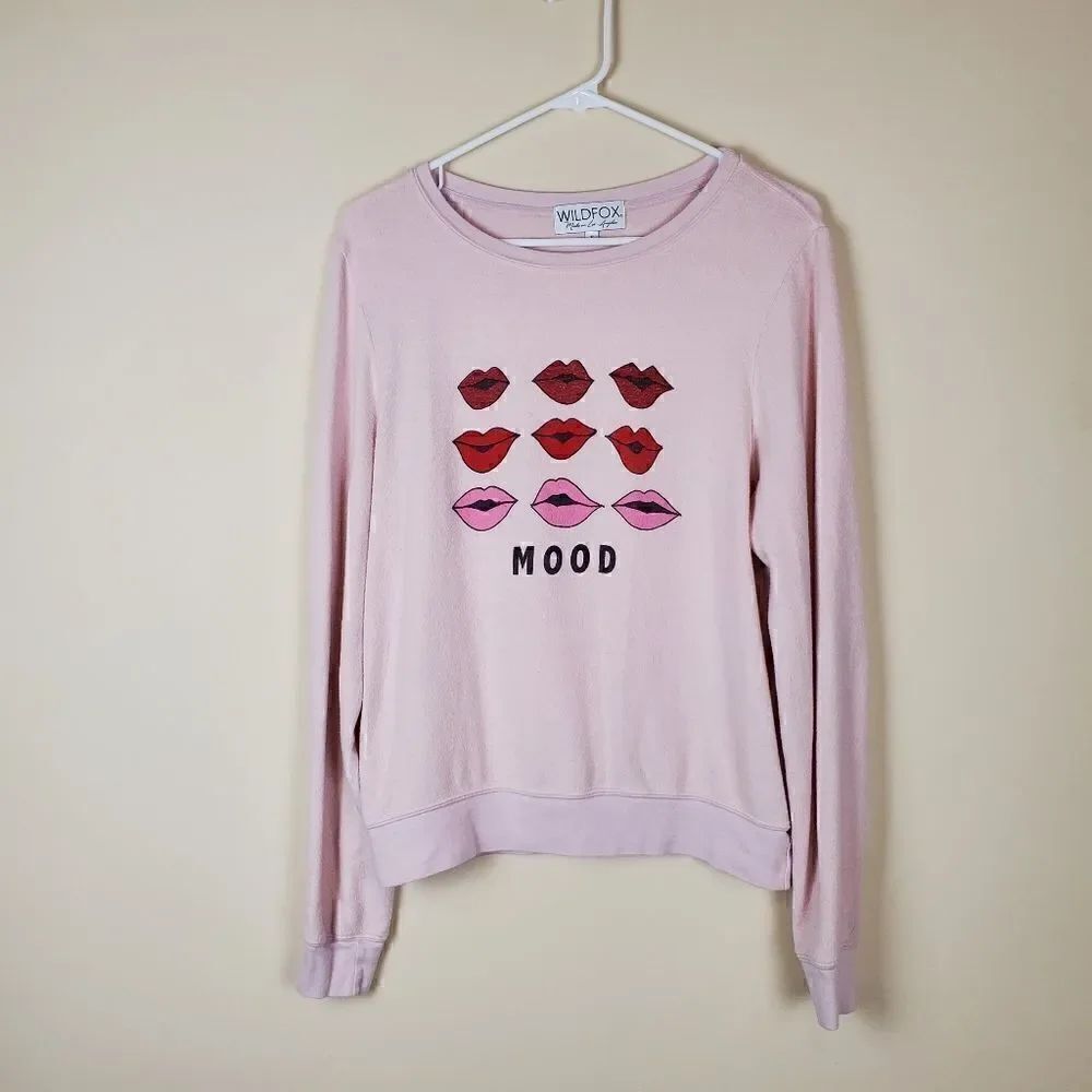 Wildfox Moody Lips Blush Pink Lounge Shirt Size Small